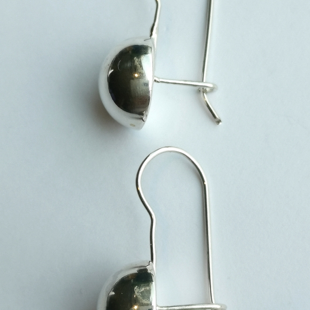 Sterling silver half ball bead earrings 🆕 - Picture 4 of 8